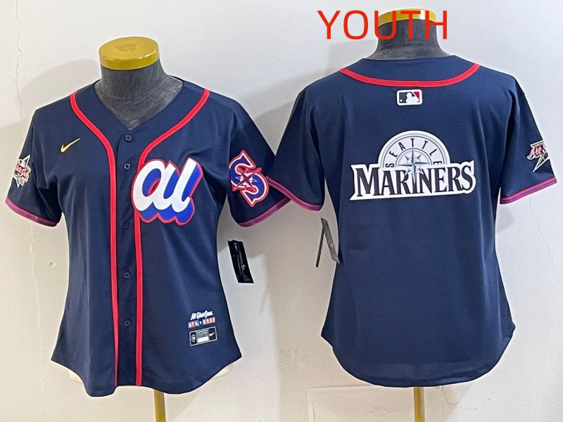 Youth 2025 Seattle Mariners Blank Drak Blue All star Nike MLB Jersey style 04